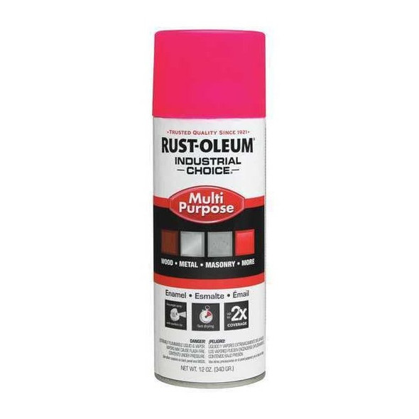 Rust-Oleum Spray Paint, Fluorescent Pink, Gloss, Solvent, 12 oz 1659830