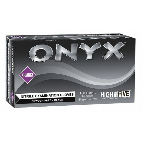 N64, Disposable Gloves, 3.00 to 3.99 mil Palm, Nitrile, Powder-Free, 2XL (10 1/2), 100 PK, Black