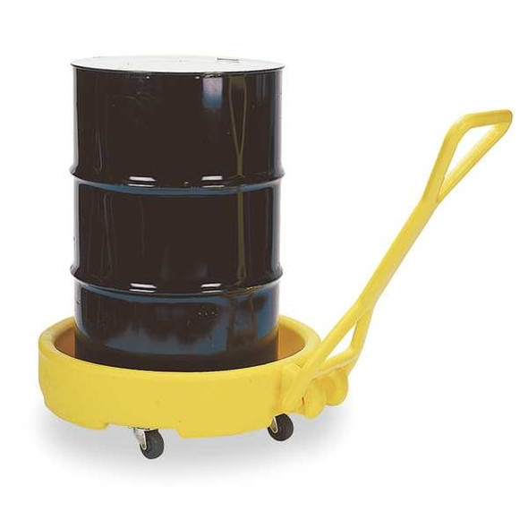Mobile Drum Spill Dolly, 31 in Inside Diameter, 12 Gallon Sump Capacity, Polyethylene, Yellow