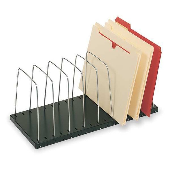 File Holder, Black, Steel, 18 3/8 in W, 8 1/8 in L, 7 1/2 in H, 8 Number of Compartments