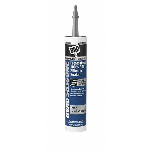 Waterproof Silicone Sealant, 10.3 oz, Gray, Temp Range -45 to 475 Degrees F