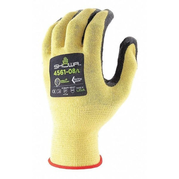 Showa Knit Gloves, Cut Level A4 ,Dipped ,Nitrile ,Grip ,L 1 PR 4561L-08-V