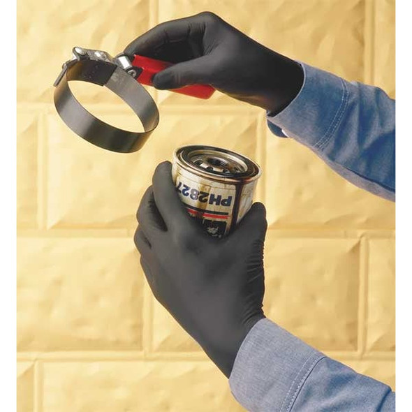 7700PFT, Disposable Gloves, 4.00 to 4.99 mil Palm, Nitrile, Powder-Free, L (9), 50 PK, Black