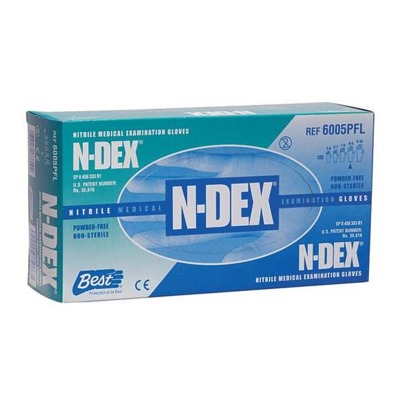 6005PF, Disposable Gloves, 4.00 to 4.99 mil Palm, Nitrile, Powder-Free, M (8), 100 PK, Blue
