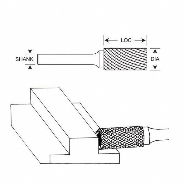 Manufacturer Varies Carbide Bur,End Cut,3/8 In,1/4 Shank 310-002939