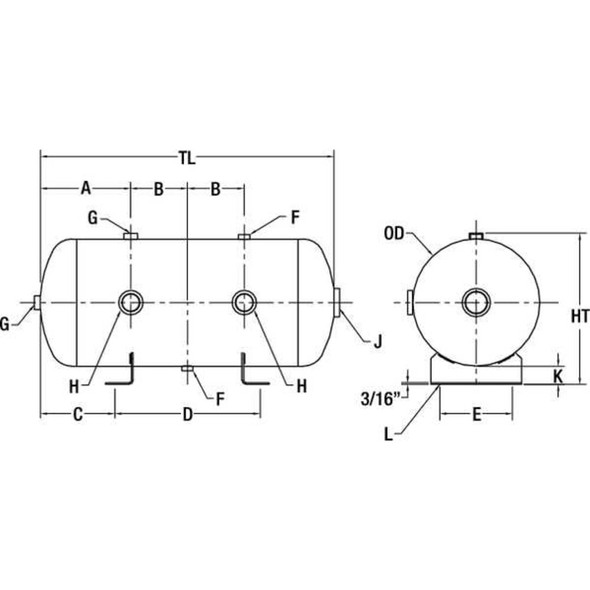 Speedaire Air Tank,Stationary,175 PSI,6 Gal,Horiz 1TZY8