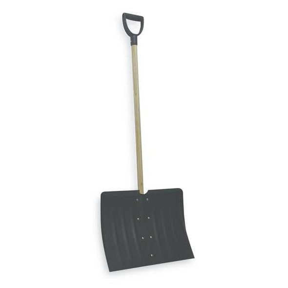 Snow Shovel, 37 in Wood D-Grip Handle, Steel Blade Material, 18 in Blade Width