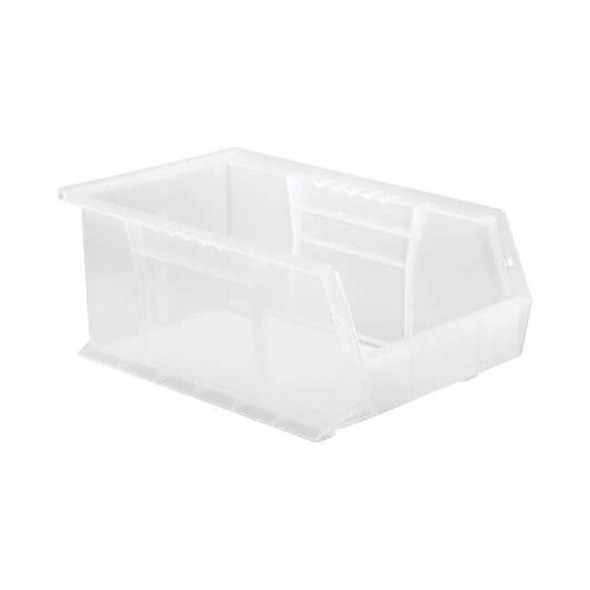 Hang & Stack Storage Bin, Polypropylene, Clear, 6 in H, 8 1/4 in W, 13 5/8 in L