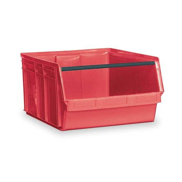 Storage Bin, Polyethylene, Red, 11 7/8 in H, 18 3/8 in W, 29 in L