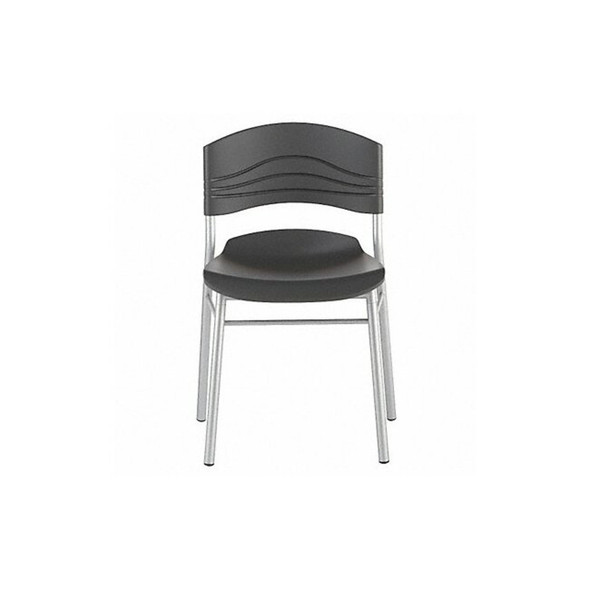 CafeWorks Chair, Graphite Seat and Back, Silver Frame, 18 in Seat Height, 2 PK