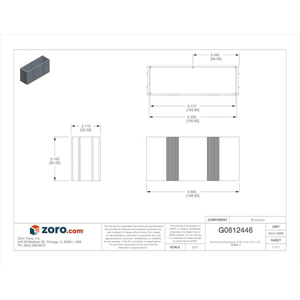 Box Enclosures Screws Electrical Enclosures, 3.16 in H, 2.11 in D, 6.69 in W, 4, Aluminum B4-080BK