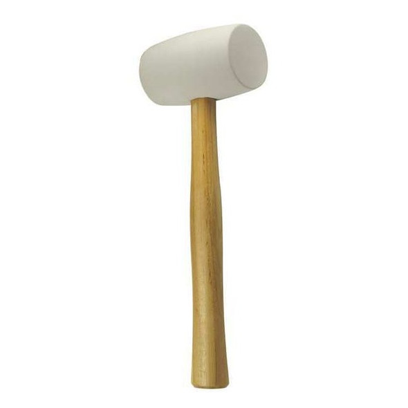 32 oz. Rubber Mallet, Non-Marring, 2 1/1 in Face Dia., 13 3/4 in L Wood Handle