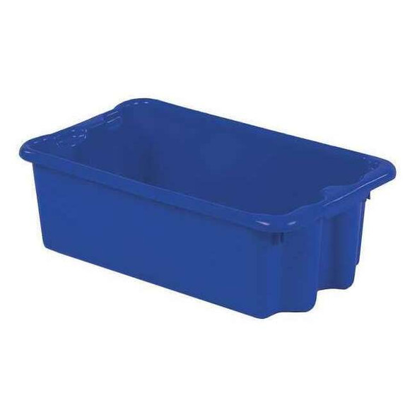 Hang & Stack Storage Bin, Plastic, Blue, 7 7/8 in H, 14 1/8 in W, 24 in L