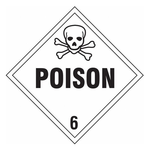 DOT Container Placard, Poison, Self-Adhesive Vinyl, 10-4/5" W x 10-4/5" H, 10 PK
