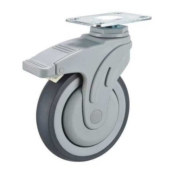 Swivel Plate Caster w/Total-Lock,TPR,4 in,275 lb
