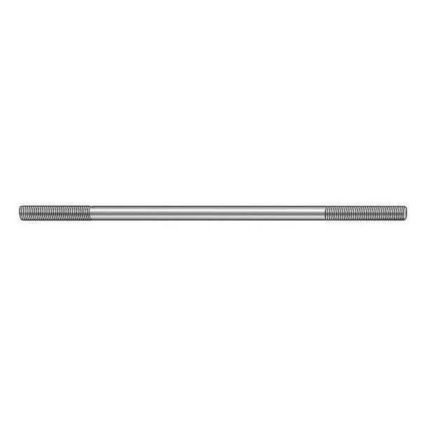 Double-End Threaded Rod, 10-32 Thread to 10-32 Thread, 1 ft, Steel, Zinc Plated