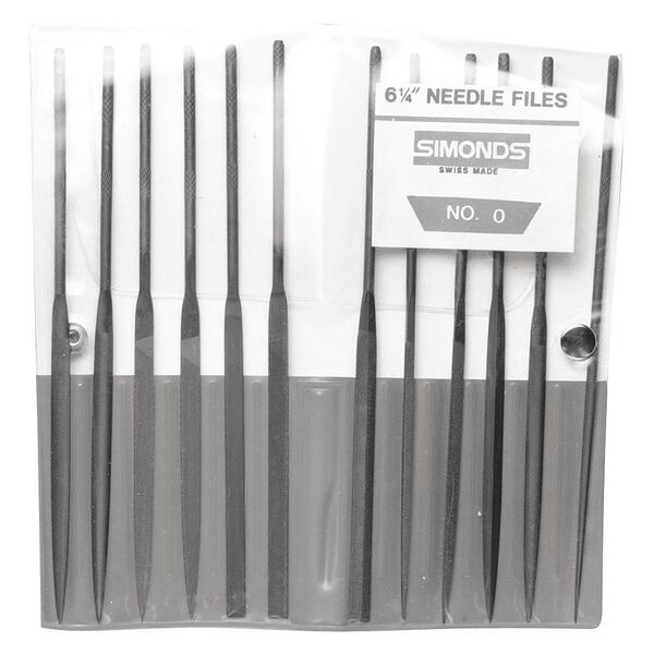 Simonds Needle File Set,6-1/4in.L,Swiss,12 pcs. 83551500