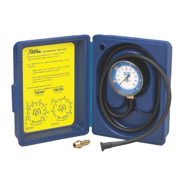 Yellow Jacket Gas Pressure Test Kit,0 to10 In WC 78055
