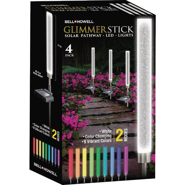 Bell+Howell Glimmer Stick Solar Path Light (4-Pack) 8684