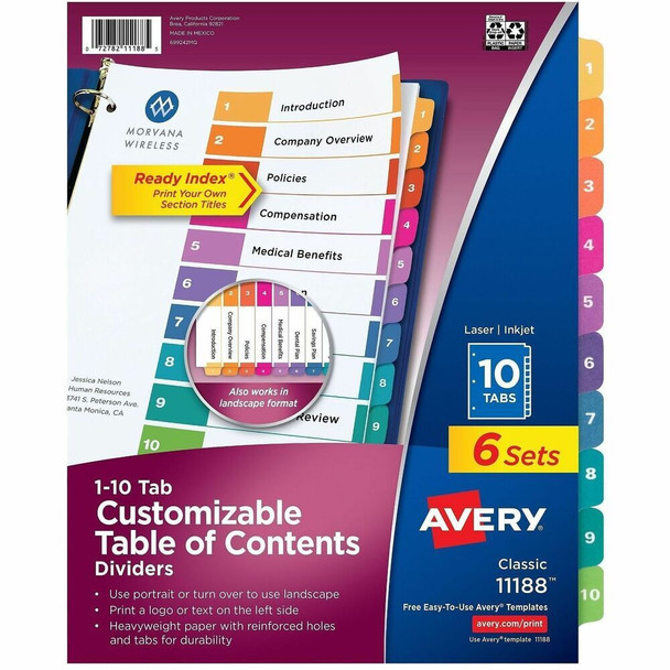 Avery Ready Index Tab Divider 11188
