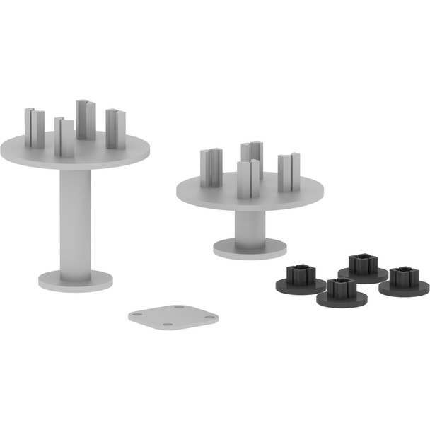 Lorell Adaptable Panel System 4-Way Connector Set - Steel - Silver - 1 Set