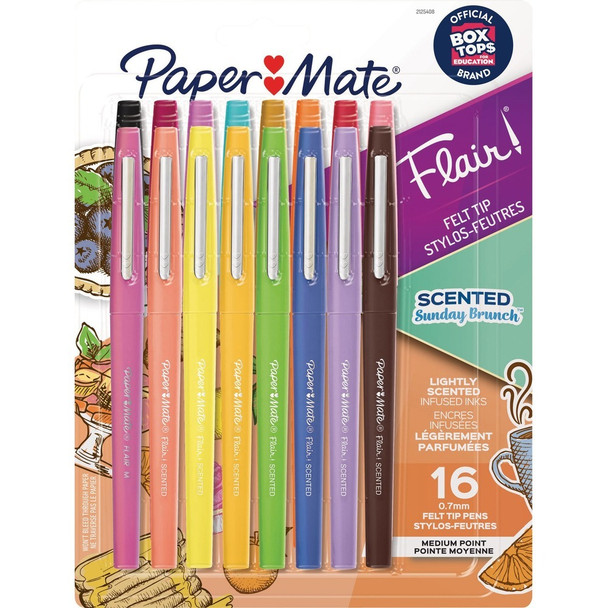 Paper Mate Flair Scented Pens - Multicolor Ink - Water Based - 16 / Pack