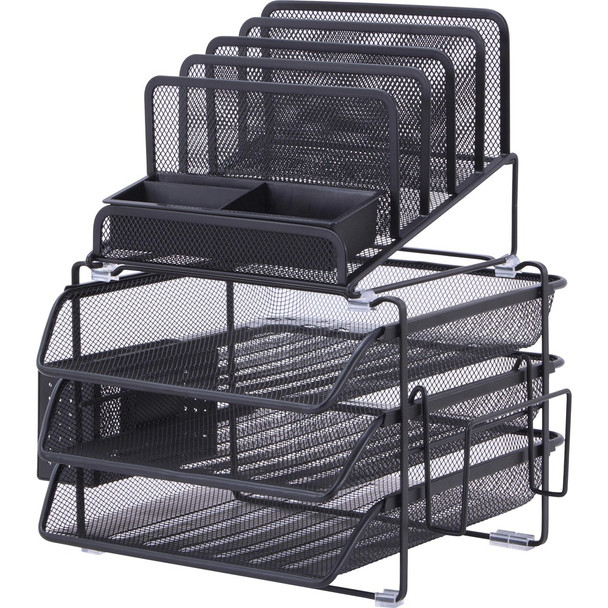 Lorell Black Mesh/Wire Desktop Organizer 95251