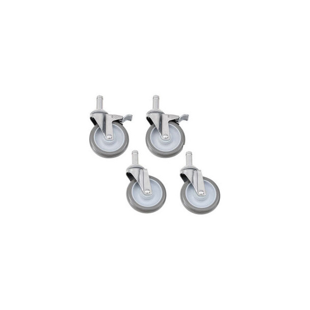 Nexel Stainless Steel Stem Casters - Set of (4) 5"" Polyurethane (2) with Brakes