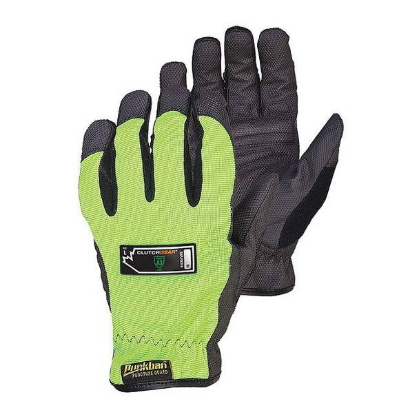 MXHV Mechanics Gloves, Synthetic Leather Palm, M, Black/Lime