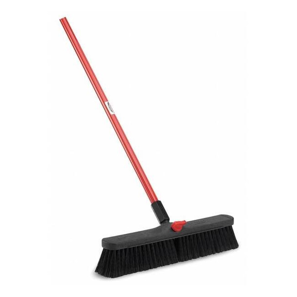 18 in Sweep Face Smooth Surface Push Broom, 3 in Bristle, 60 in L Red Handle