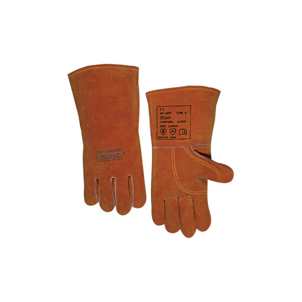 COMFOflex® Premium Leather Welding Gloves, Split Cowhide, Large, Buck Tan