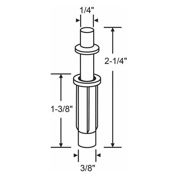Manufacturer Varies Plunger Pin, 3/8 in W, 2 1/4 in L, White 2-110