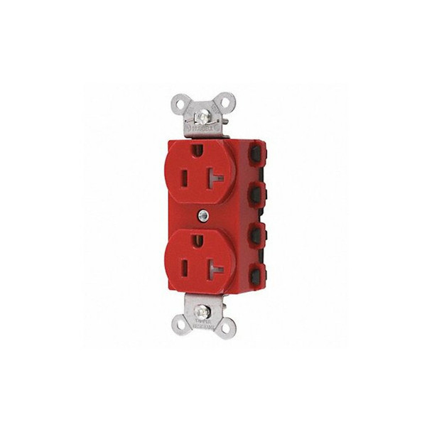 Hubbell Wiring Device-Kellems Receptacle,Red,20 A,2P3W,Back,1PK SNAP5362RTRA Hubbell Wiring Device-Kellems Receptacle,Red,20 A,2P3W,Back,1PK SNAP5362RTRA