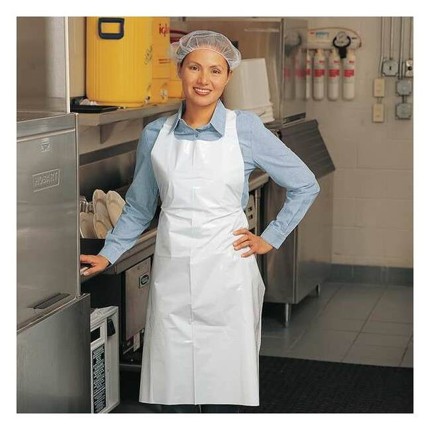 Ansell Disposable Apron, Polyethylene, White, 100 PK 56-210