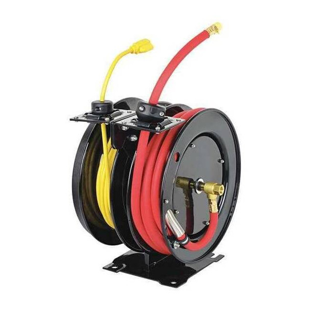 Speedaire Dual Hose Reel,Spring,3/8 in MNPT,25 ft 45UZ55