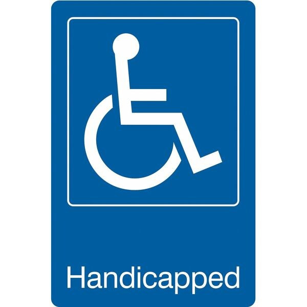 No Header, HANDICAPPED, 6 in W x 9 in H, Vertical Rectangle, Acrylic