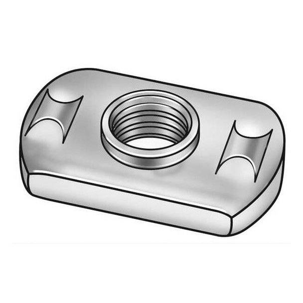 Tab Weld Nut, #10-24, Steel, 3/8 in Wd, 5/8 in Lg, 1/32 in Ht, 50 PK