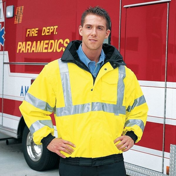 Occunomix Jacket,Bomber,Hi-Vis Yellow,3XL LUX-TJBJ-Y3X Occunomix Jacket,Bomber,Hi-Vis Yellow,3XL LUX-TJBJ-Y3X