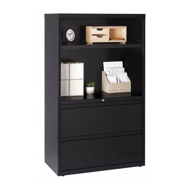 Hirsh 36" W 2 Drawer Lateral File Cabinet, Black,  A4/Legal/Letter 16778