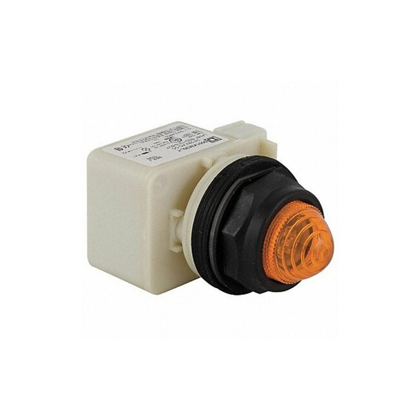 Schneider Electric Pilot Light Complete,Amber,LED 9001SKP38LYA9