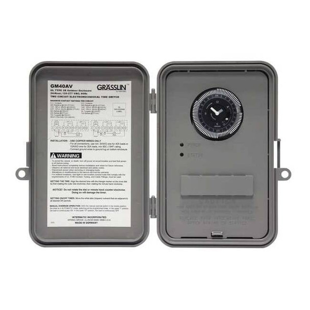 Intermatic Electromechanical Timer,24Hr,3R,40A GM40AV