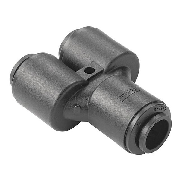 Trueseal Push-Fit Wye Fitting, 3/8 in Tube Size, PVDF, Black FB6WY6-HBLK