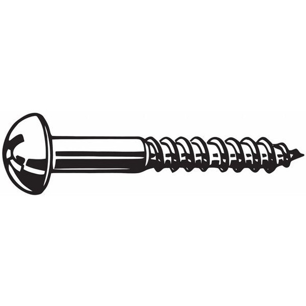 Wood Screw, #10, 1 in, Zinc Plated Steel Round Head Phillips Drive, 100 PK