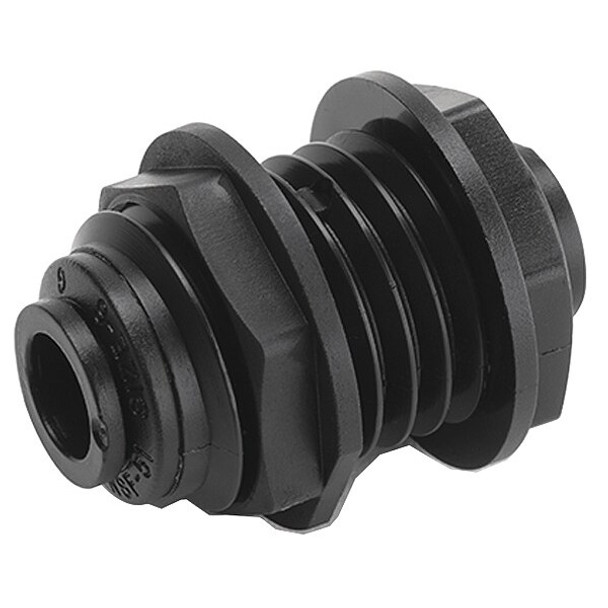 Trueseal Bulkhead Union,1/4 in Tube Size FB4BU4-HBLK Trueseal Bulkhead Union,1/4 in Tube Size FB4BU4-HBLK