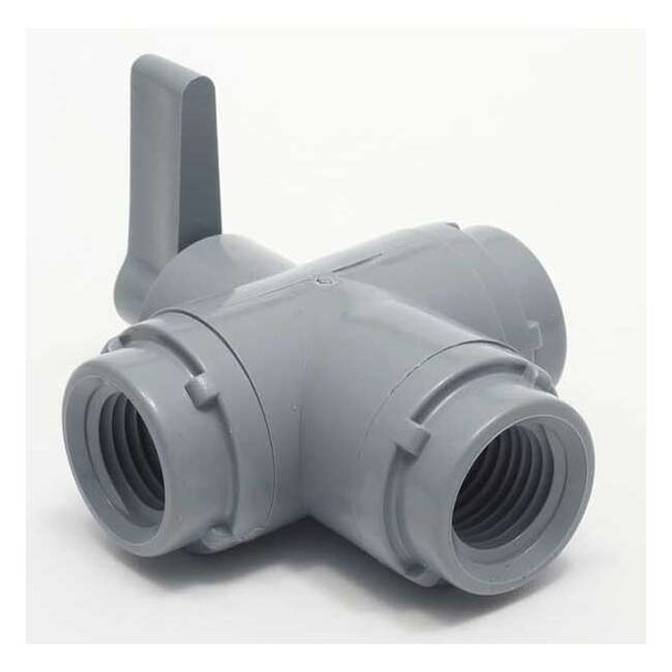 Manufacturer Varies Manual 3-Way Ball Valve,1/2",PVC 6900190