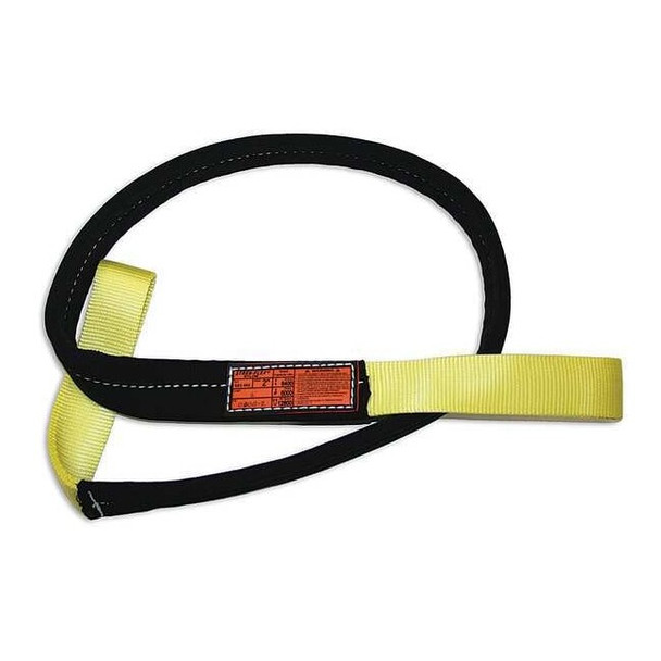 Synthetic Web Sling, Type 3, 6 ft L, 2 in W, Nylon, Yellow/Black