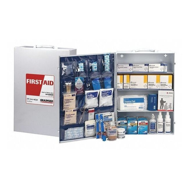 First Aid Kit and Housing, Metal Cabinet, 593 Components, 150 People Served