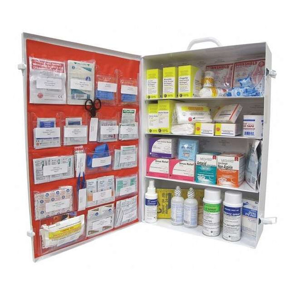 First Aid Kit and Housing, Metal Cabinet, 760 Components, 200 People Served