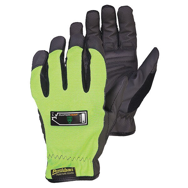 MXHV Mechanics Gloves, Synthetic Leather Palm, L, Black/Lime