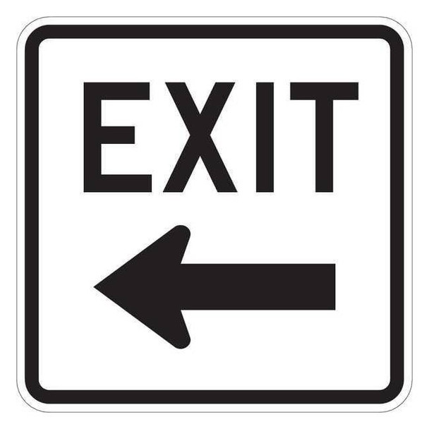 Exit Sign, Aluminum, 18" W, 18" H, Exit (Left Arrow), White